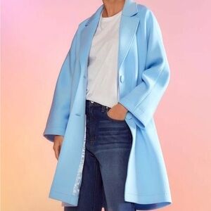 NWT Cynthia Rowley Neoprene Bonded Coat Women’s S Blue relaxed Fit $545 Retail